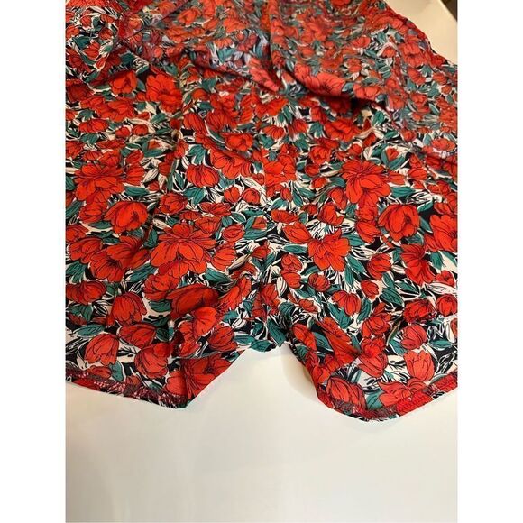 Boohoo Womens Plus Size Red Floral Wrap Skort Playsuit Romper V Neck Size 20 - Picture 7 of 12